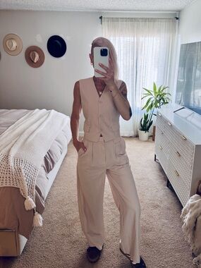EQUIPMENT vest and pant set in neutral